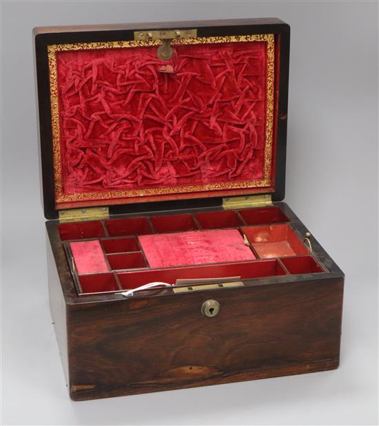 A Victorian rosewood jewellery box length 30cm
